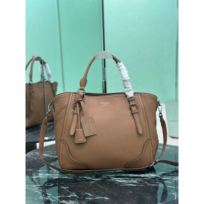 Prada borsa-shopping-large in pelle Caramel