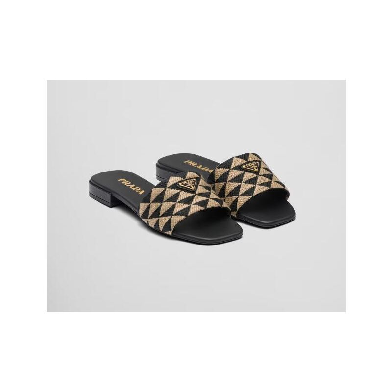 Prada Embroidered fabric slides  , 35-41