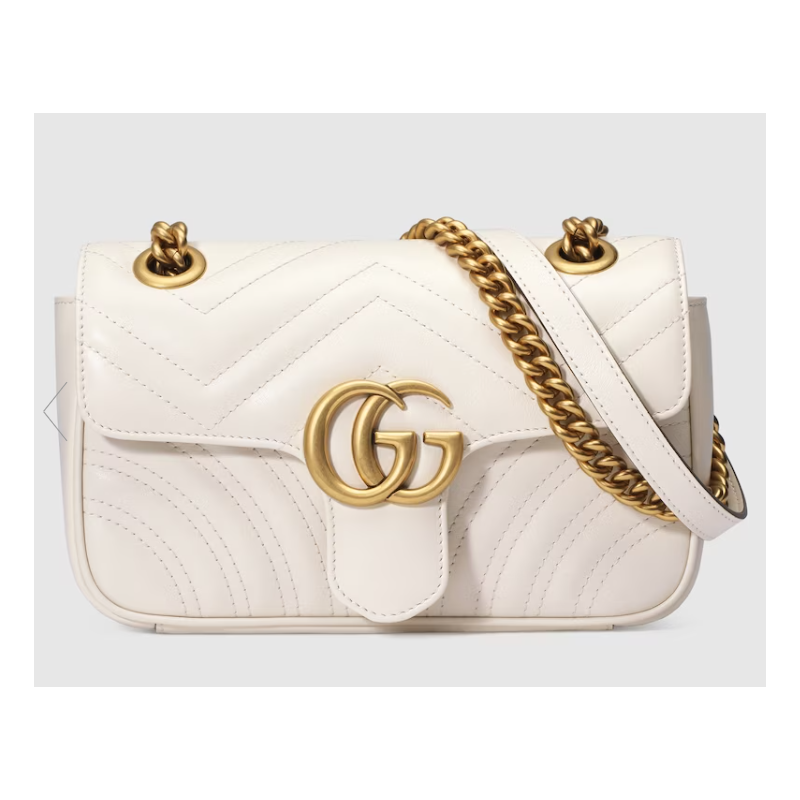 Borsa a spalla GG Marmont misura piccola -White 