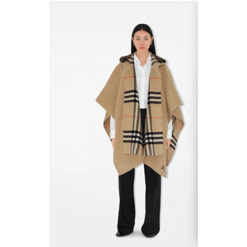 Burberry Reversible Check  Cashmere Hooded Cape 