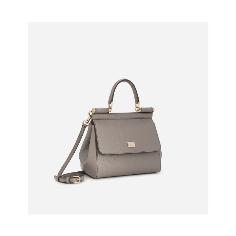 Dolce Gabbana Medium Sicily handbag in Dauphine Calfskin-Grey