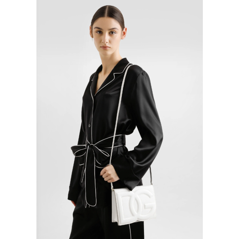 Dolce Gabbana Calfskin DG logo crossbody bag-White
