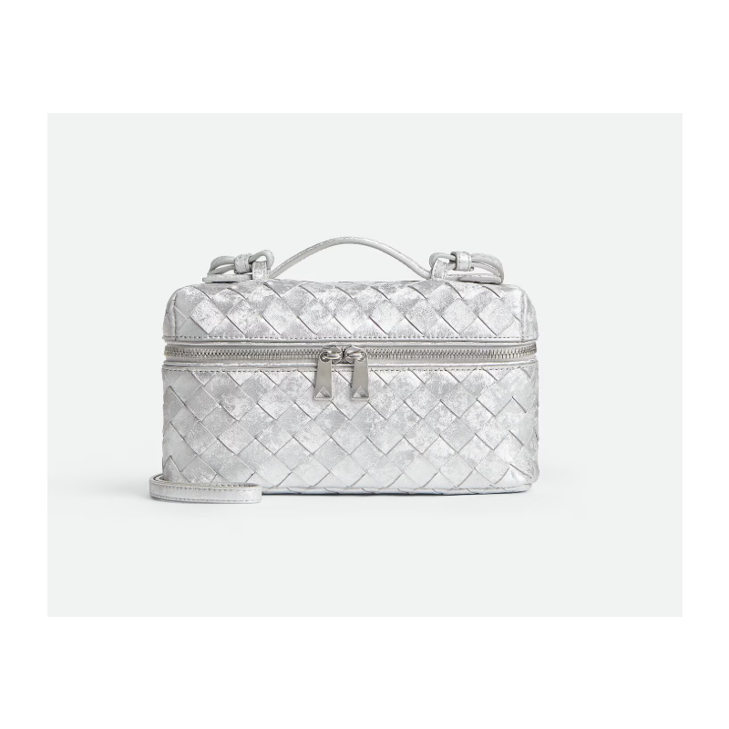 Silver Intrecciato leather Bang Bang Vanity Case 