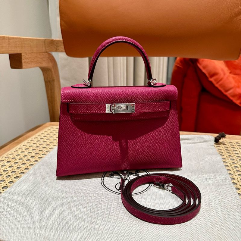 Hermes Mini Kelly in Epsom leather-Rose purple
