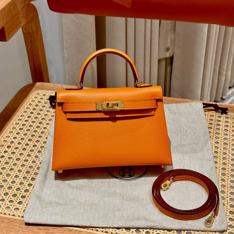 Hermes Mini Kelly in Epsom leather-Orange