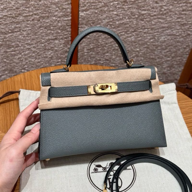 Hermes Mini Kelly in Epsom leather-Vert amanda