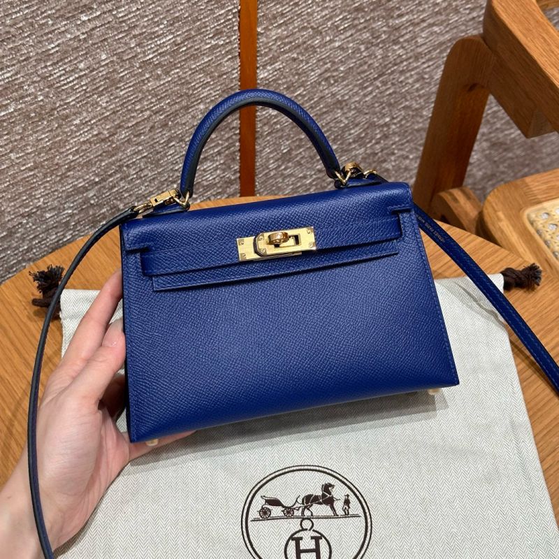 Hermes Mini Kelly in Epsom leather-Blue electric