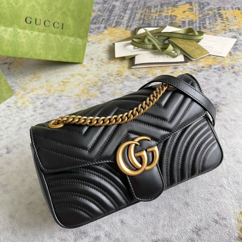 Borsa a spalla GG Marmont misura media-Black