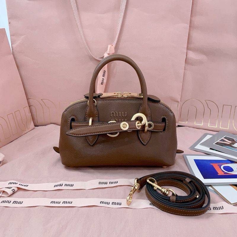 Miu Miu Aventure mini nappa leather bag-Oak