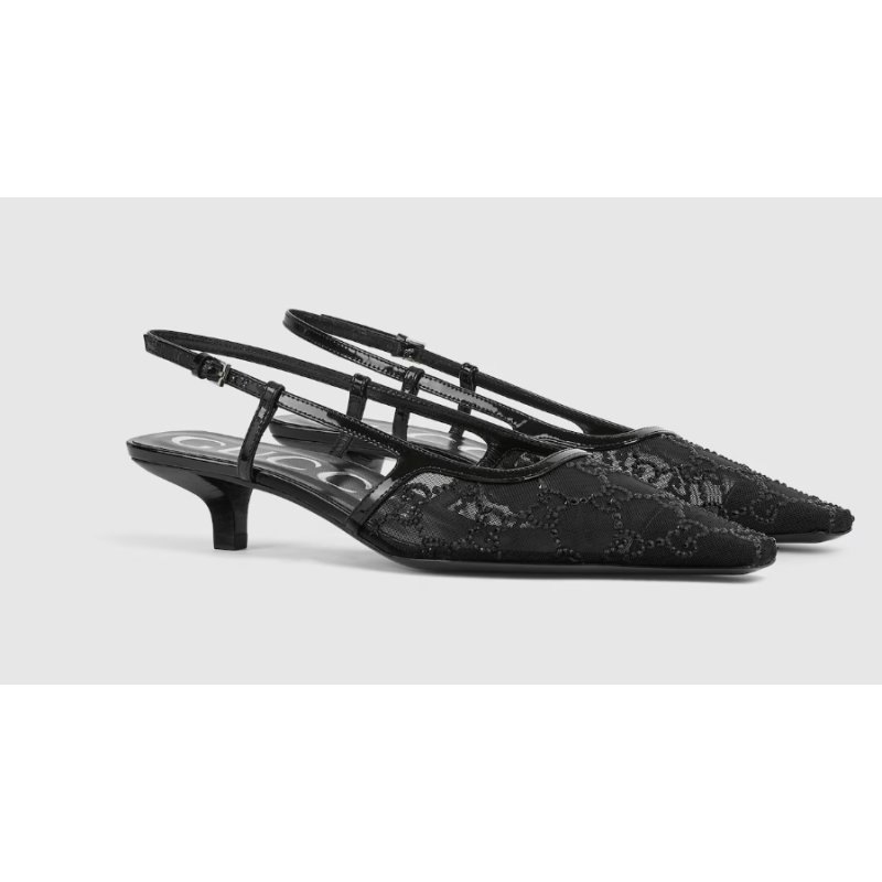 Décolleté slingback donna con cristalli GG