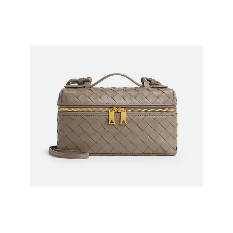 Limestone Intrecciato leather Bang Bang Vanity Case 