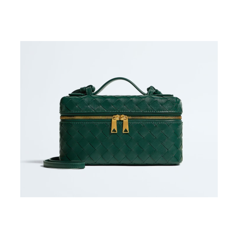 Emerald Green Intrecciato leather Bang Bang Vanity Case 