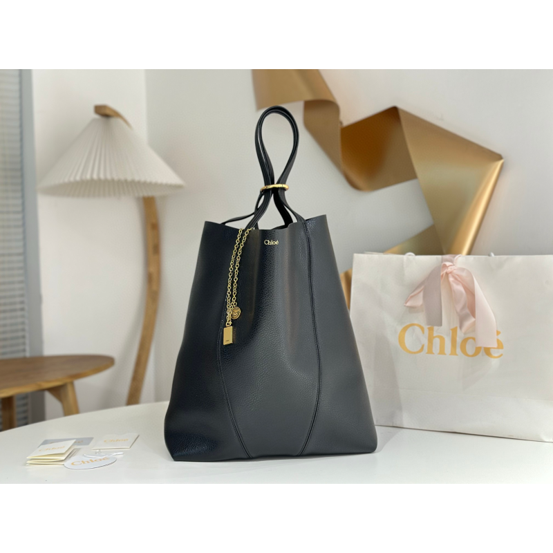 chloe grande spin tote-Black