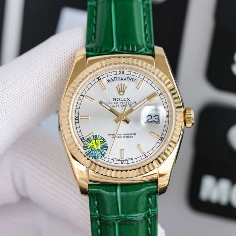 Rolex Day-Date 36mm , Oyster, leather, 18K yellow gold