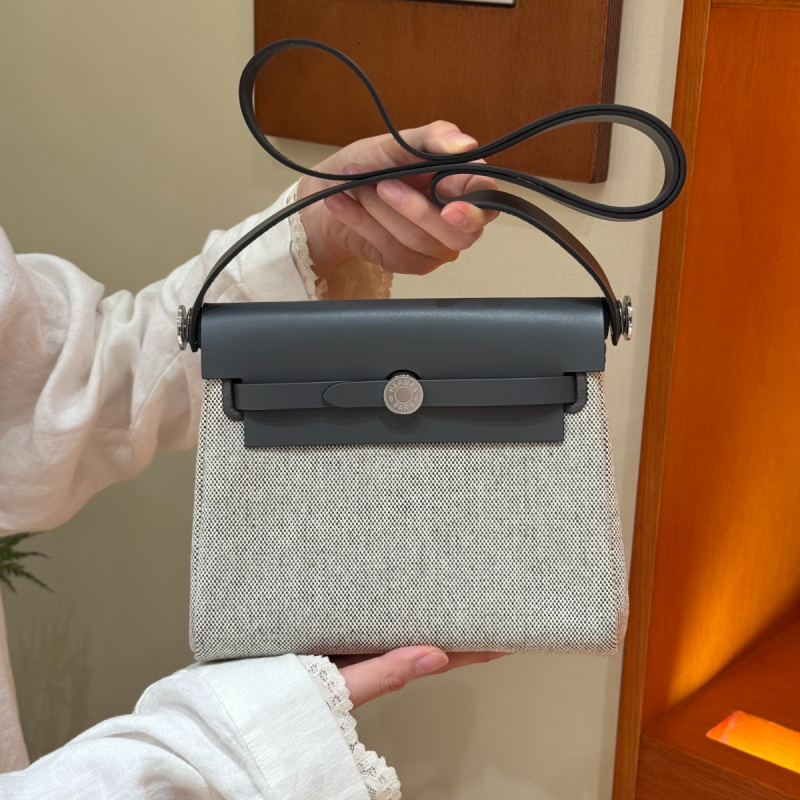 Hermes Herbag Mini Bag-Ecru/blue glacier /ardoise