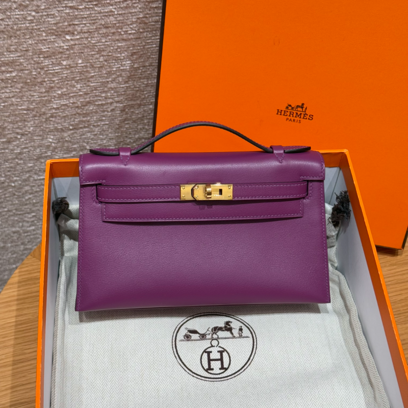 Hermes Kelly Pochette in Swift Leather-Anemone